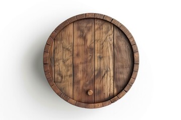 Wooden barrel top view isolated on white background 3d illustration