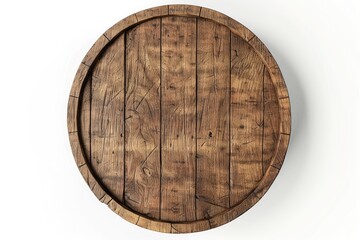 Wooden barrel top view isolated on white background 3d illustration
