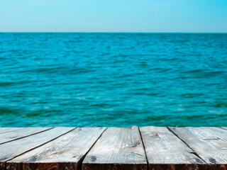 Fototapeta premium wood pier on ocean background