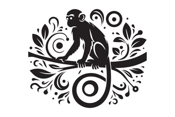 Monkey vector Illustration, simple vector art style