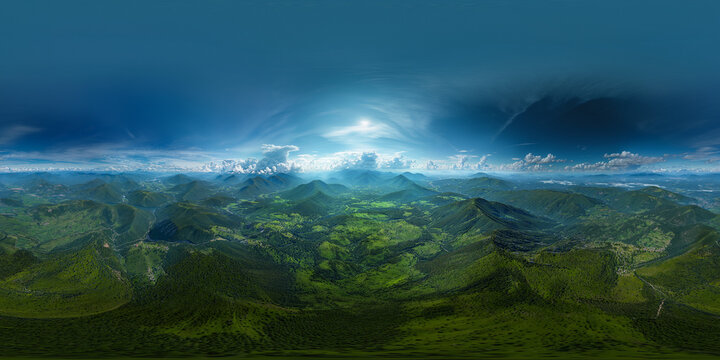 Green Earth Aerial view 8K VR 360 Spherical Panorama