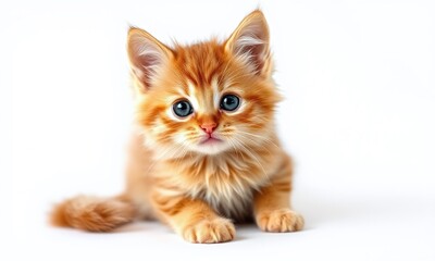 Obraz premium adorable kitten sitting pose white background