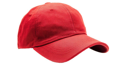Red baseball cap displayed against a white background