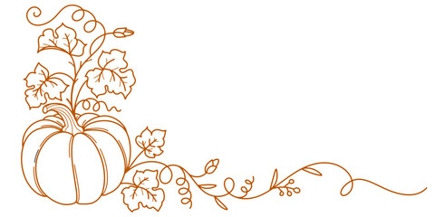 Pumpkin line art style vector illustration
