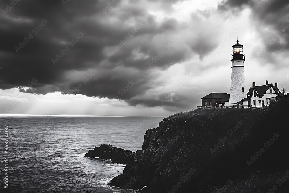 Canvas Prints lighthouse on the shore of the ocean