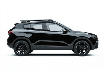 A sleek black SUV captured from the side, showcasing its modern design and features.