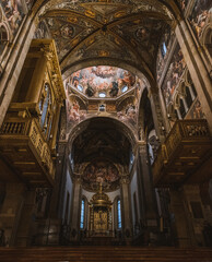 Majestic interior and ornaments of Parma Cathedral