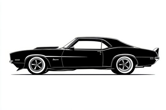 black muscle car side view clip art preview