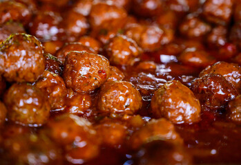 Sweet and sour meatballs with apricot jam 