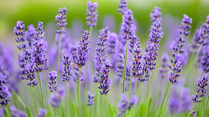 Obraz premium A close-up shot of lavender flowers blooming in a field.