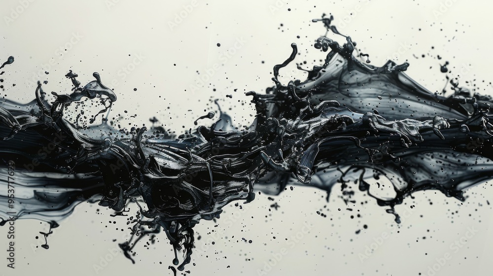 Poster create ink splatters with dynamic and fluid movements, conveying a