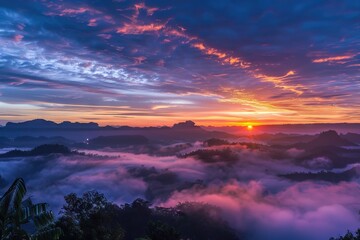 Gorgeous Panorama twilight sky and cloud at morning background image