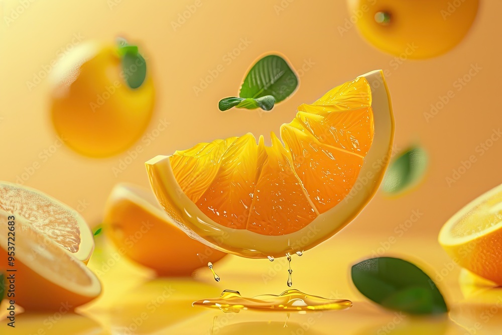 Wall mural healthy food background. orange