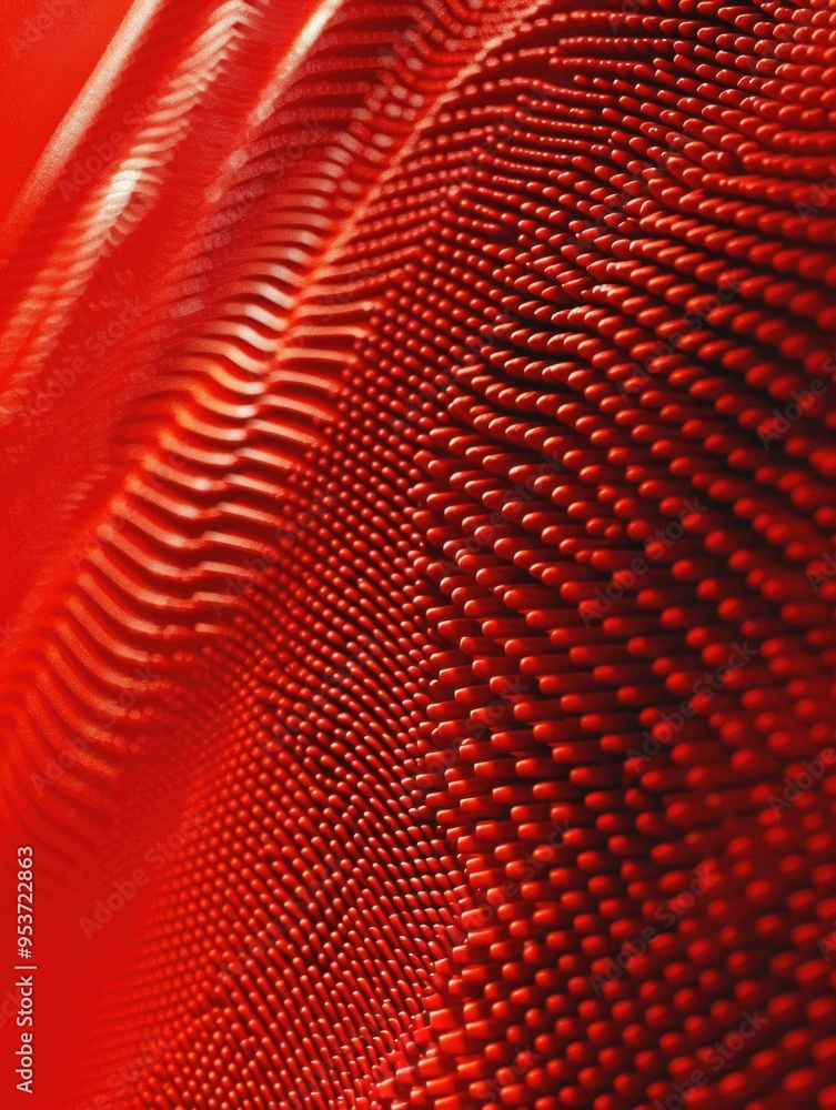 Poster red material with intricate texture in close-up. abstract, artistic design that showcases material s