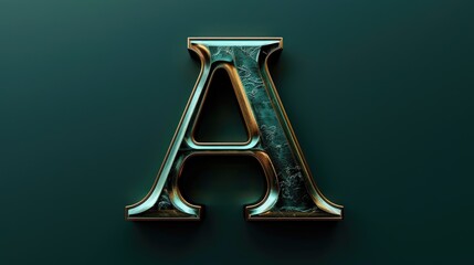 Gold letter 'A' on dark background, textured surface with cracked and weathered appearance.