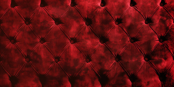 Expensive red pattern background with sofa upholstery and buttons, sofa button background
