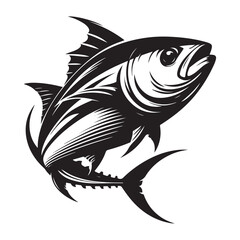 black and white tuna fish vector silhouette