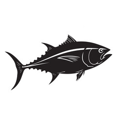 black and white tuna fish vector silhouette