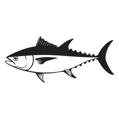 black and white tuna fish vector silhouette