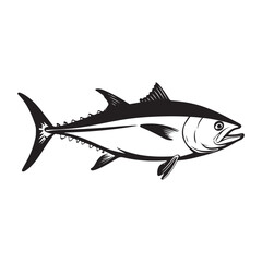 black and white tuna fish vector silhouette