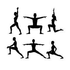 Silhouette of Yoga, Set of Yoga Person