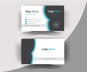Corporate Business Card Layout with Blue Accents. Vector illustration design.