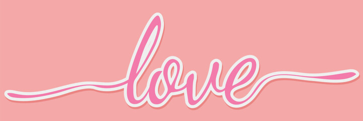 Pink and White Love Script Vector with Elegant Cursive Design on Pastel Background