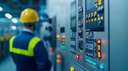 State-of-the-art electrical control room in a factory, emphasizing safety and efficiency in industrial environments