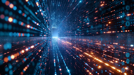 Naklejka premium Digital binary code matrix background ,data flow,data lake,big data concept.