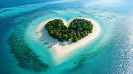 Heart-Shaped Island in the Turquoise Ocean