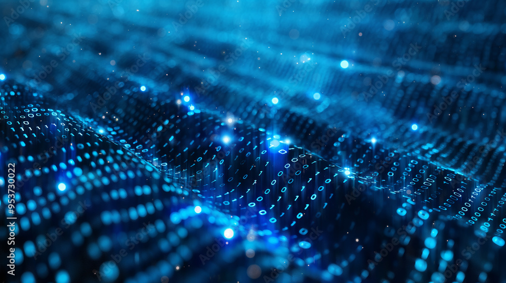 Fototapete digital binary code matrix background ,data flow,data lake,big data concept.