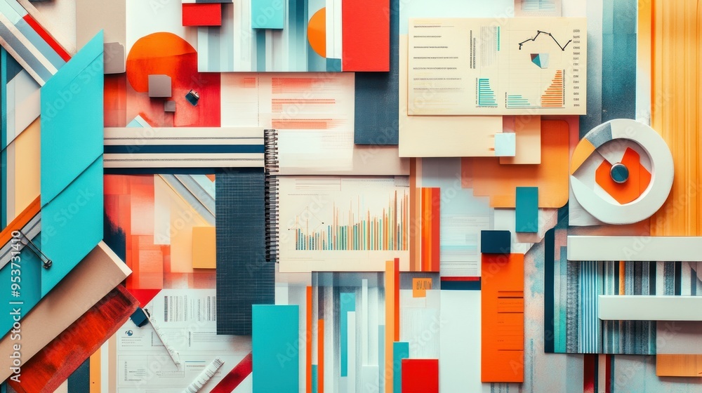 Poster Abstract Geometric Composition with Data and Graphics