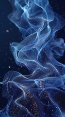 Obraz premium Blue smoke is rising from the bottom of a blue background, vertical background