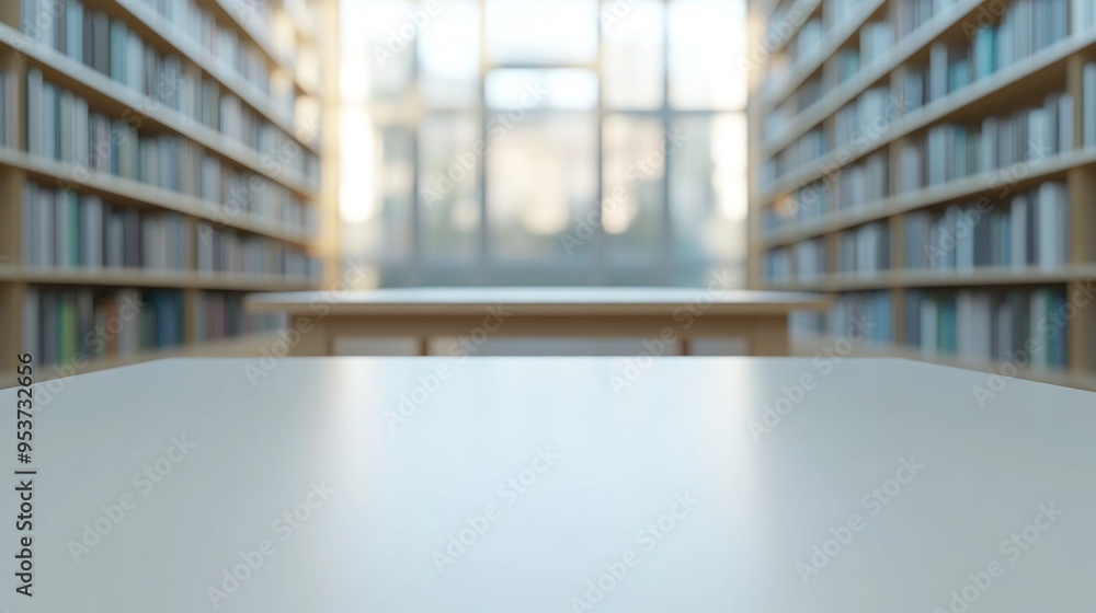 Poster empty table in a library