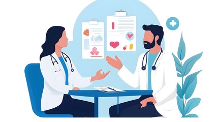 Obraz premium Doctor Discussing Dietary Recommendations with Patient in Professional Clinical Setting
