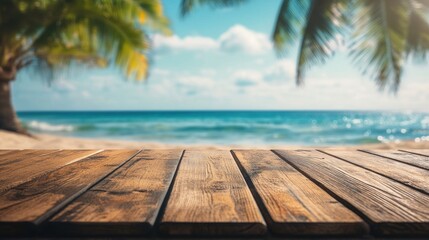 Tropical Beach with Wooden Planks