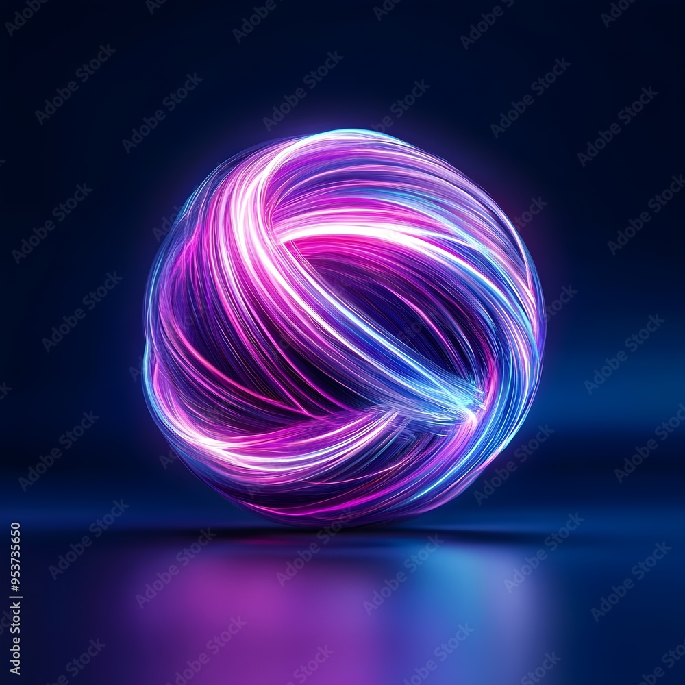 Poster glowing futuristic orb with intricate digital patterns on smooth surface
