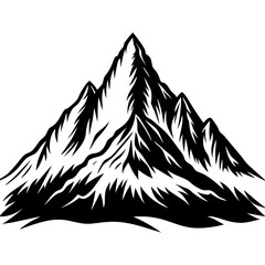 Set of Mountains, Mountain Vector on White Background, Illustration of a Mountain Landscape with Trees