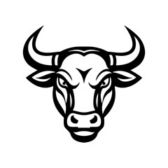 Bull head in engraving style. Design element for logo, label, emblem, sign, poster. Vector image
