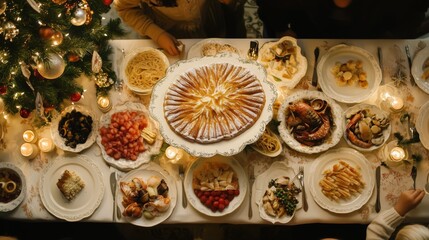 Italian Family Celebrating Christmas with a Festive Feast
