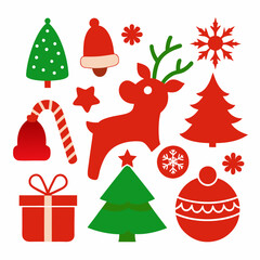 Christmas Element Vector Isolated, White Background