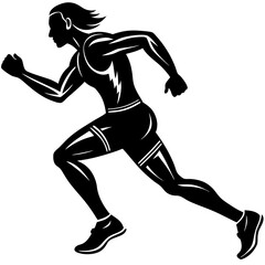 Running Silhouette Person, Running Men and Women, Vector Set of running person Isolated Silhouettes