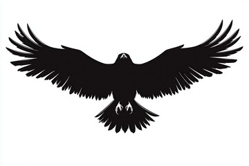 Fototapeta premium Silhouette of a bird in flight with outstretched wings.