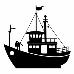 Fishing ship Black silhouette