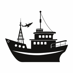 Fishing ship Black silhouette