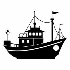 Fishing ship Black silhouette