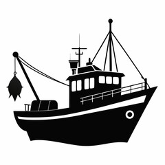 Fishing ship Black silhouette