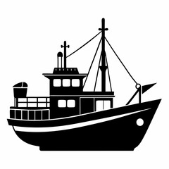 Fishing ship Black silhouette