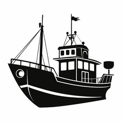 Fishing ship Black silhouette