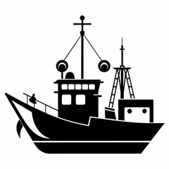 Fishing ship Black silhouette